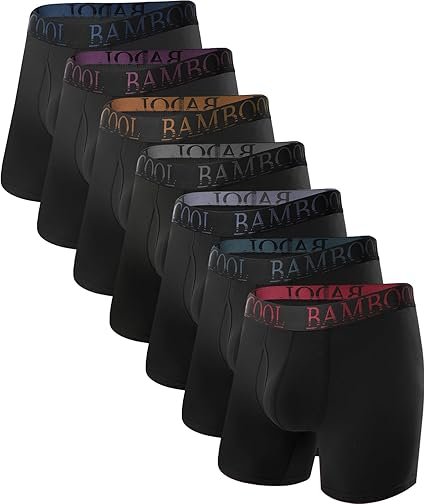 BAMBOO COOL Men's Ultra ComfortSoft Underwear, Moisture Wicking & Breathable No Ride Up Boxer Briefs