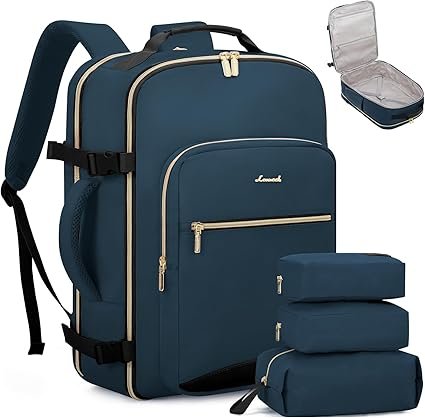 LOVEVOOK Travel Backpack, 40L Carry on Backpack with 3 Packing Cubes, 17 Inch Water Resistant Luggag
