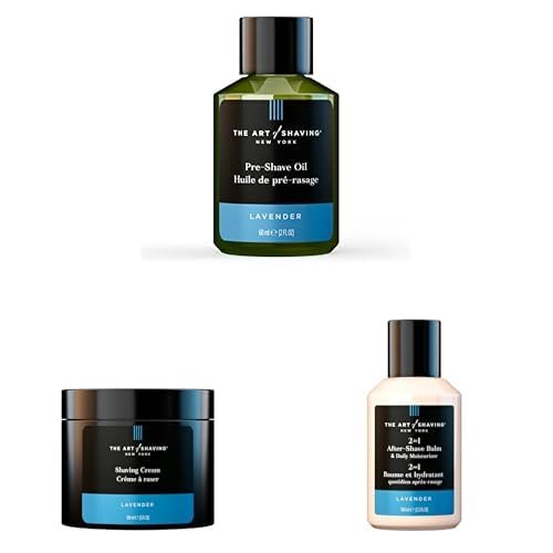 The Art of Shaving Lavender Shaving Bundle for Men – Pre-Shave Oil, Shaving Cream, After-Shave Balm